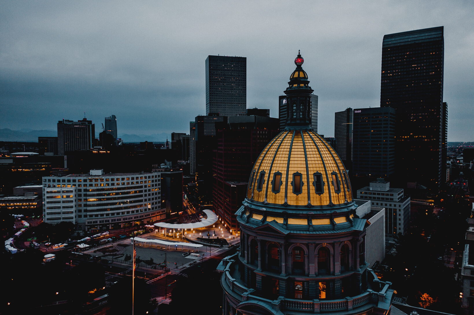 Drone photo - Golden dome, Capital building of Colorado